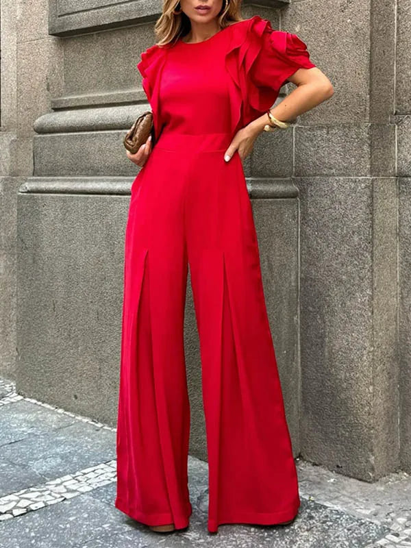 Red Romper Jumpsuit Woman