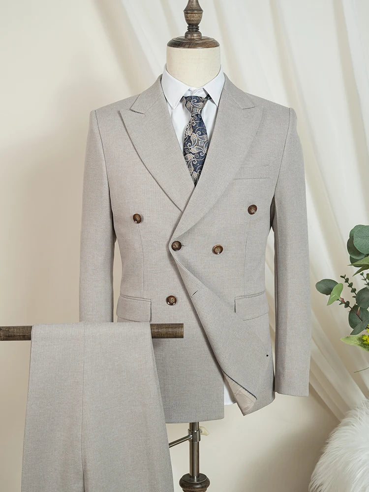 ST Cassy  2-piece set (jacket + pants) double-breasted Man Suit blue Modern Wedding Suits for Men slim fit Business office suit