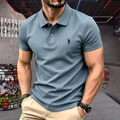 High end brand 100% Pure Cotton Men's Short Sleeve Polo Shirt 2026 Summer Luxury Fashion Pony embroidery Golf Top Casual T-shirt