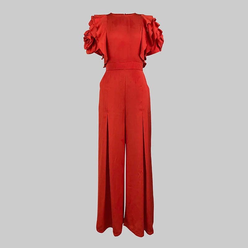 Red Romper Jumpsuit Woman