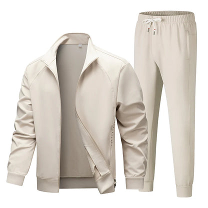 Spring Solid Tracksuit Men Casual Joggers Set Zip Up Sportswear Jackets + Pants 2 Piece Men's Sets Hip Hop Running Sports Suit