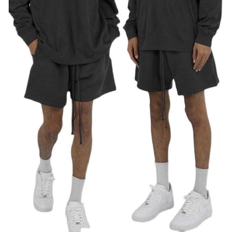 Men's Summer Casual Basketball Gym Workout Shorts Loose Fit Streetwear Drawstring Knitted Cotton Breathable Training Athletic‌