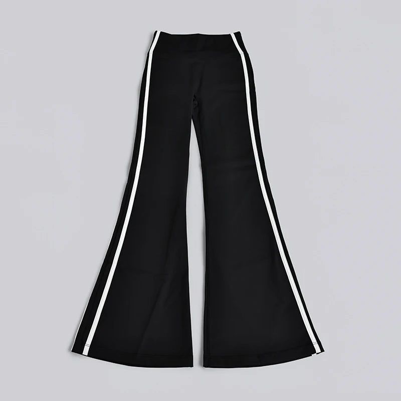 Spring Summer 2026 New Women's Yoga Trousers Striped Flare Trousers Hip High Waist Running Pants Fitness Peach Sports Pants Y2k