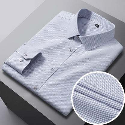 Men's Breathable Houndstooth Print Wrinkle-Free Dress Shirt Soft Long Sleeve Casual Button Down Blouse Business Daily Essential