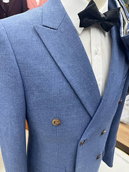 ST Cassy  2-piece set (jacket + pants) double-breasted Man Suit blue Modern Wedding Suits for Men slim fit Business office suit