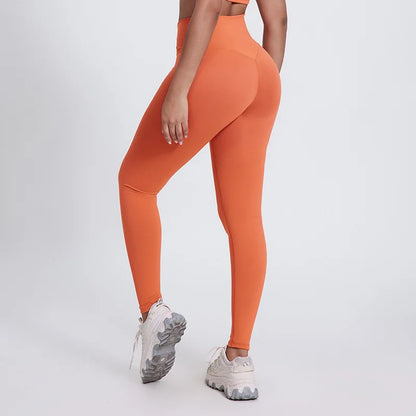 Solid Color Front Waist Cross High Waist Gym Yoga Leggings compression Fitness Sport Pants Athletic Comprehensive Training Jog