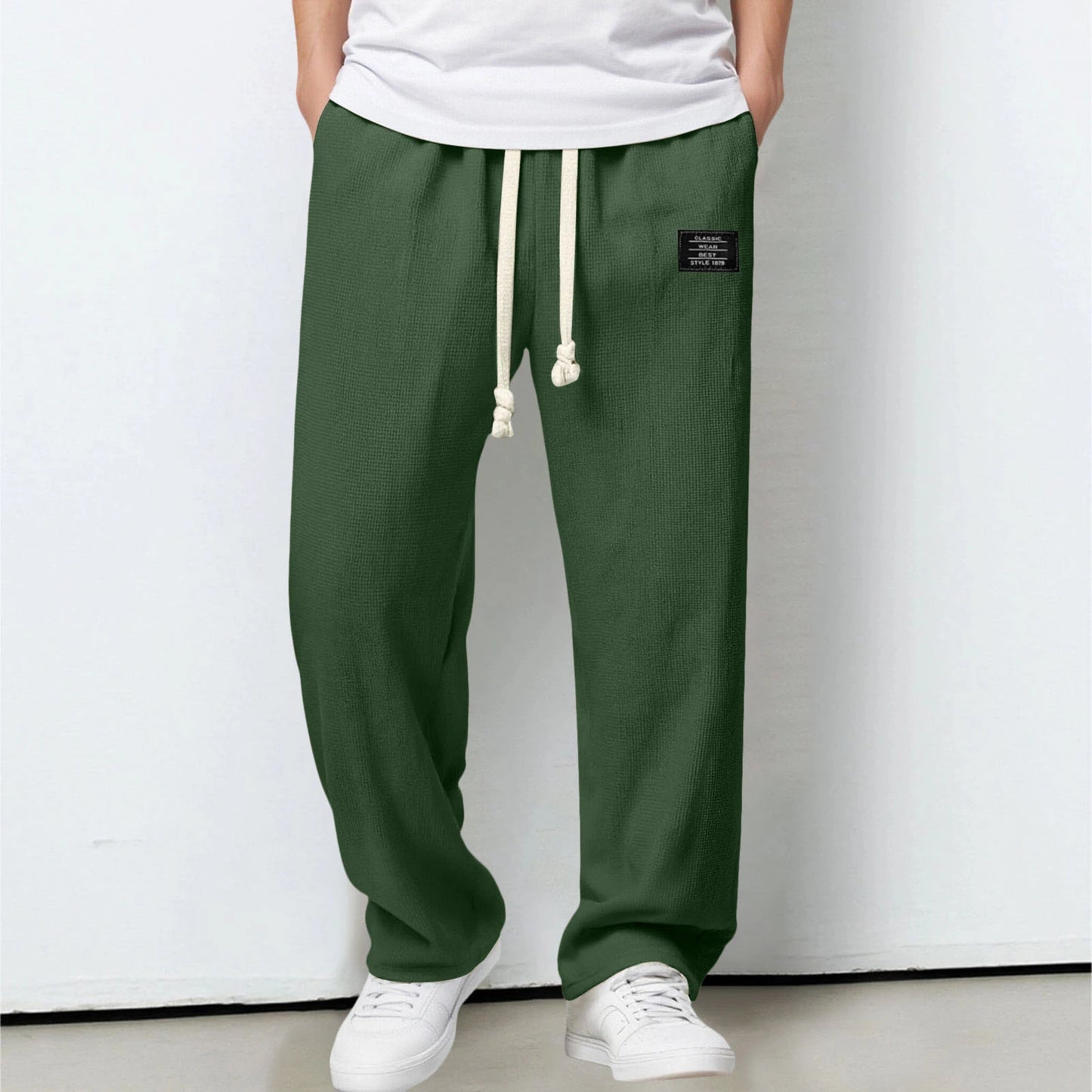 Men's Summer Casual Sports Solid Color Loose Wide Leg Trousers Stocking Gift Boy