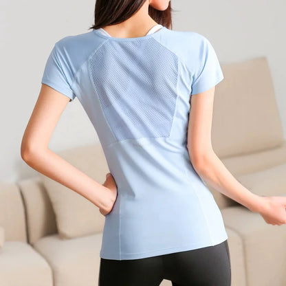 Mesh breathable yoga and fitness T-shirt