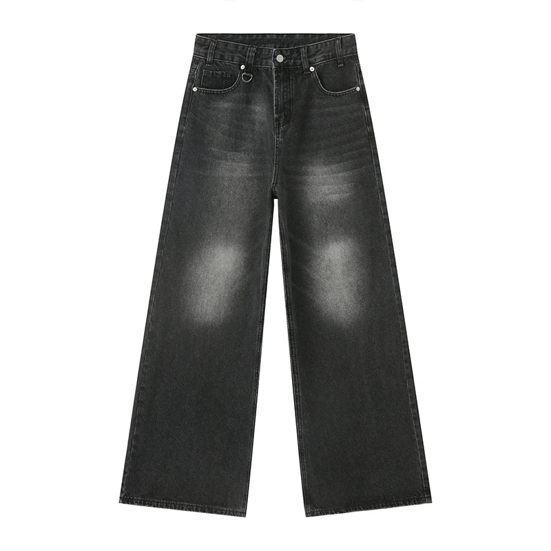 IEFB Men's Vintage Jeans Fashion Washed Street Casual Wide Leg Denim Pants Summer Distressed Loose Male Versatile Trousers 9C354