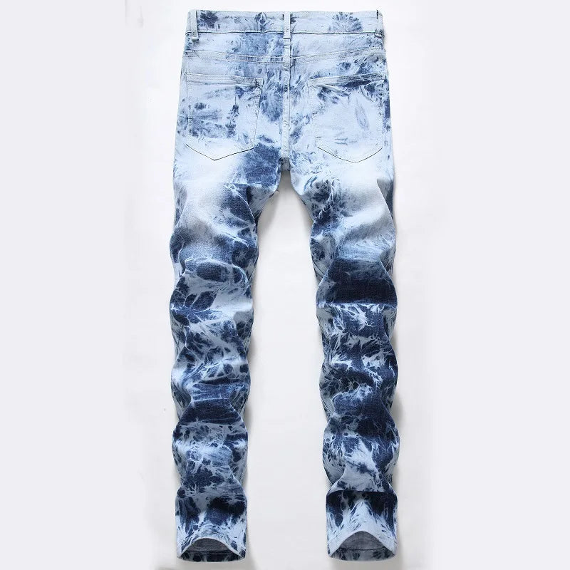 Bleached Jeans Men Washed Jean Pencil Trousers Ankle Length Zipper Fly Skinny 2025 Pockets Vintage Ripped Holes Distressed