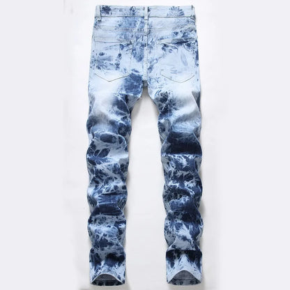 Bleached Jeans Men Washed Jean Pencil Trousers Ankle Length Zipper Fly Skinny 2025 Pockets Vintage Ripped Holes Distressed