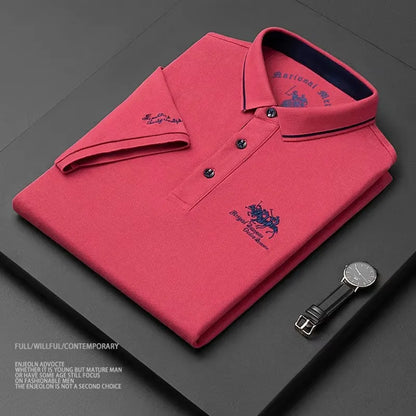 2024 High Quality Men's Cotton Embroidered Polo Shirt Summer New High-end Business Casual Lapel Short Sleeve T-shirt