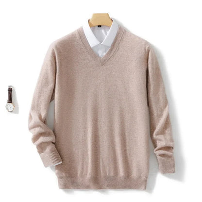 Cashmere Sweater V-neck Pullovers Men's Loose Oversized M-3XL Knitted Bottom Shirt Spring Autumn New Korean Casual Men Top
