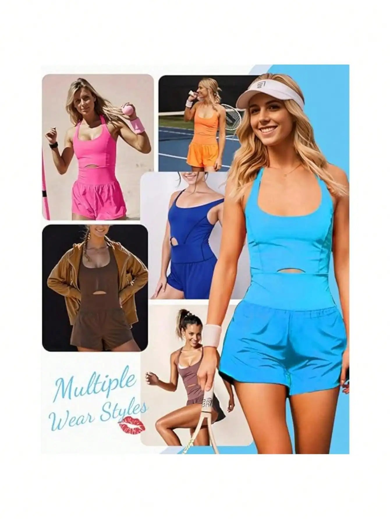 Women's Solid Color Back Waist V-Crossed Simple Casual Jumpsuit Gym Women Outfit Body Suit Womens Sexy Running One-Sie Workout Rompers One Piece Outfits Exercise Jumpsuits Sleeveless Athletic Tennis Romper Gym Yoga Clothes