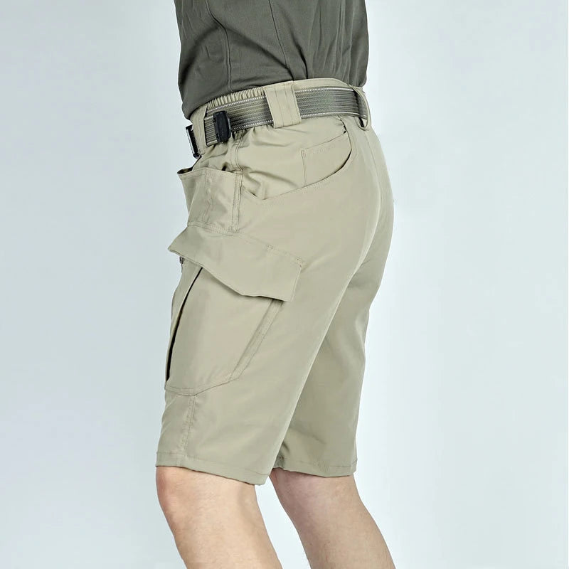 Summer Men Cargo Shorts Quick Dry Tactical Short Pants Multi-Pocket Shorts Men's Outdoor Hunting Fishing Knee Length Trousers
