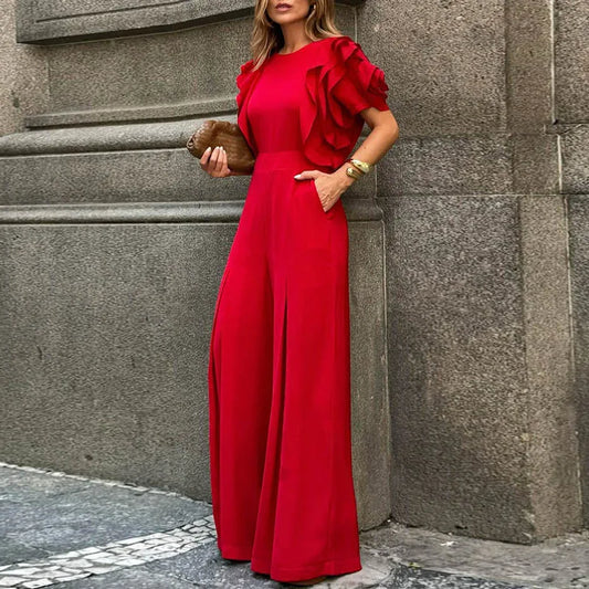 Red Romper Jumpsuit Woman