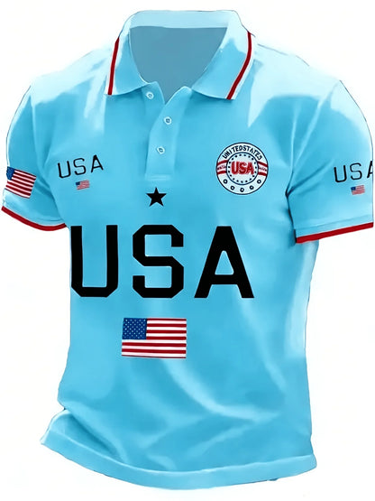 Men's USA Patriotic Polo Shirt 3D Print Big USA Letter USA Flag Short Sleeve Casual Athletic Top 2026 clothing