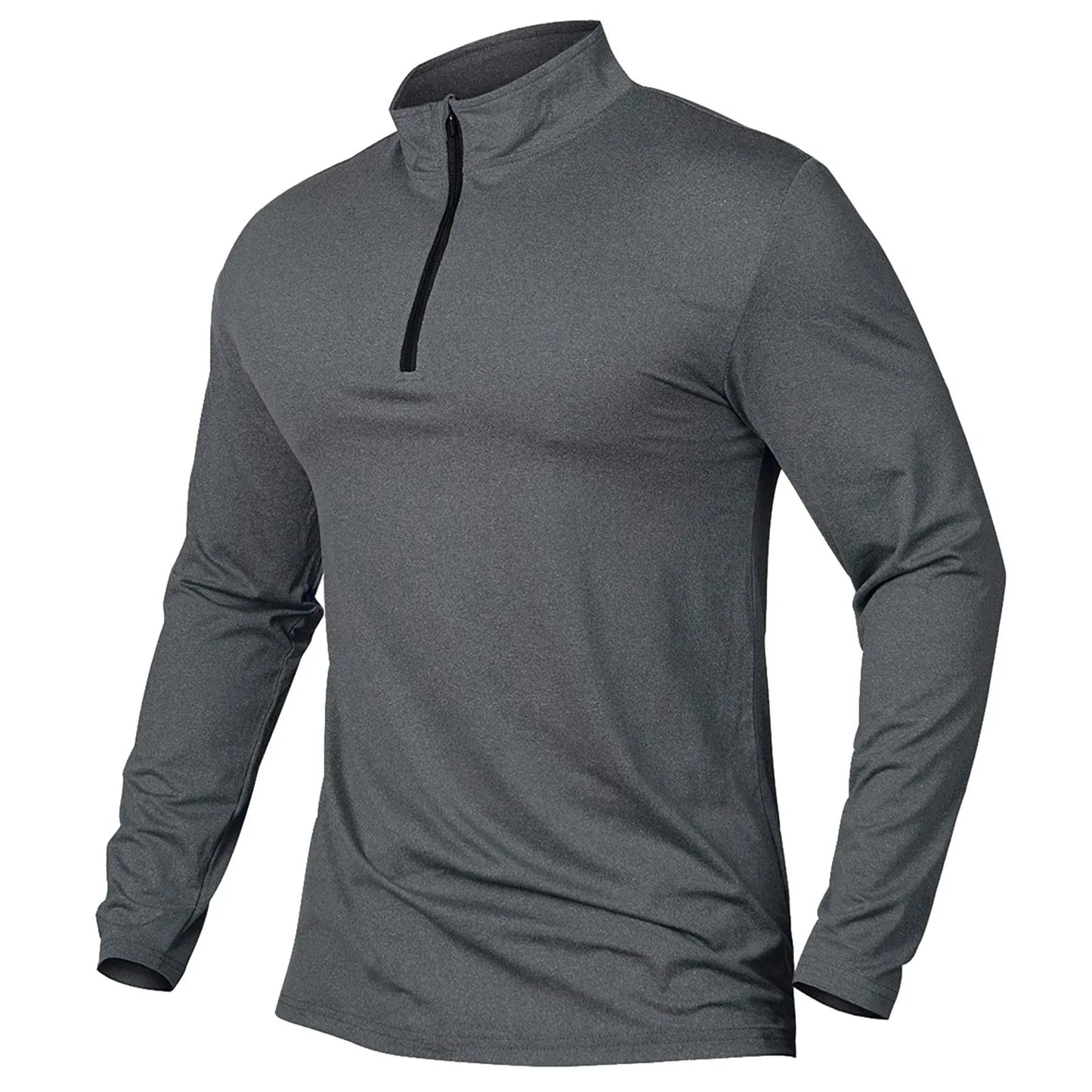 Men'S Active Sports Shirts Soild Quarter Zip Long Sleeve Running Pullover Tops Outdoor Sweatshirt Summer Breathable Shirt