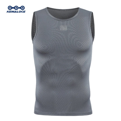 KEMALOCE Cycling Base Layer Men Sleevess Breathable White&Black&Blue Mesh Sleevess Vest Quick Dry Summer Sports&Run Undershirts
