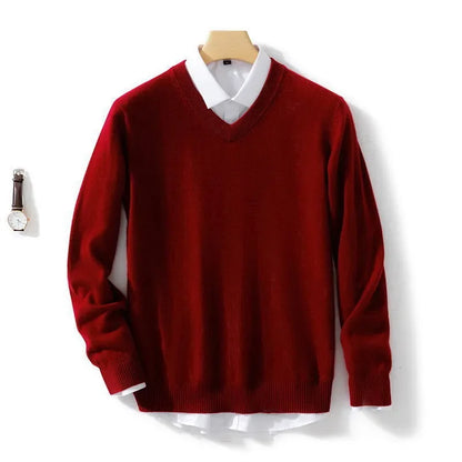 Cashmere Sweater V-neck Pullovers Men's Loose Oversized M-3XL Knitted Bottom Shirt Spring Autumn New Korean Casual Men Top