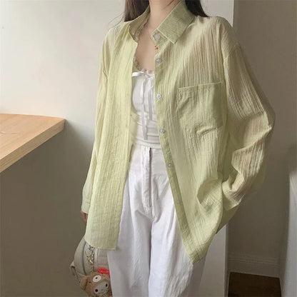 Chiffon  Breathable Slimming Shirt