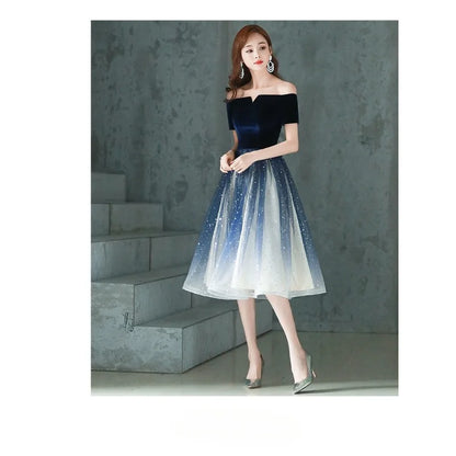 2026 Summer Women's New High Quality Luxury Black Glitter Host Performance One Shoulder Banquet Slimming Evening Dress