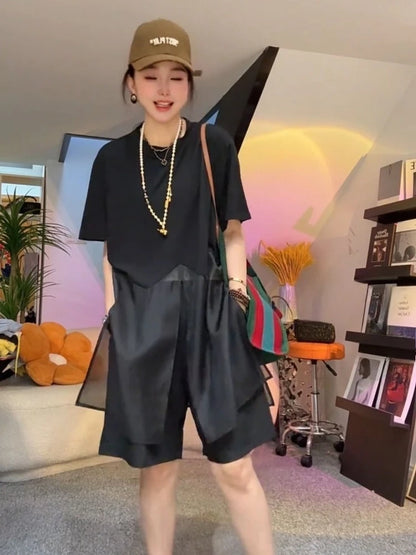 Oversized Tops Summer T Shirts 2026 Ropa Mujer Patchwork Fashion Camisetas O-neck Casual T-shirts Korean Tees Women's Clothes
