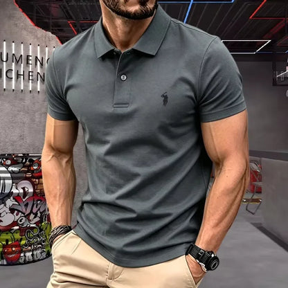 High end brand 100% Pure Cotton Men's Short Sleeve Polo Shirt 2026 Summer Luxury Fashion Pony embroidery Golf Top Casual T-shirt