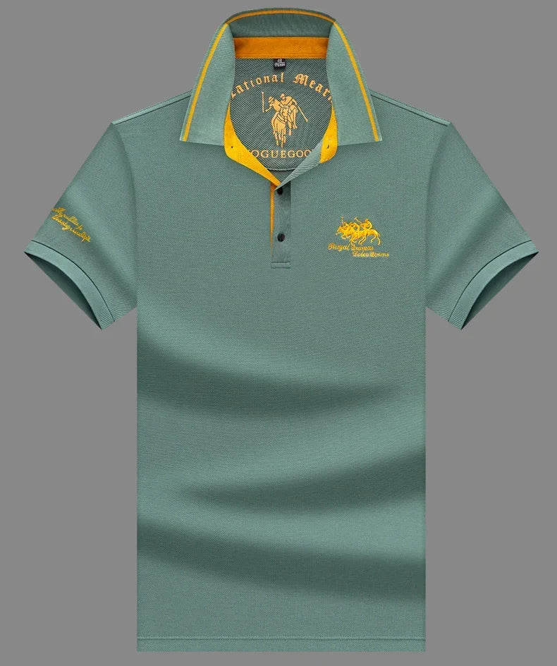 2024 High Quality Men's Cotton Embroidered Polo Shirt Summer New High-end Business Casual Lapel Short Sleeve T-shirt