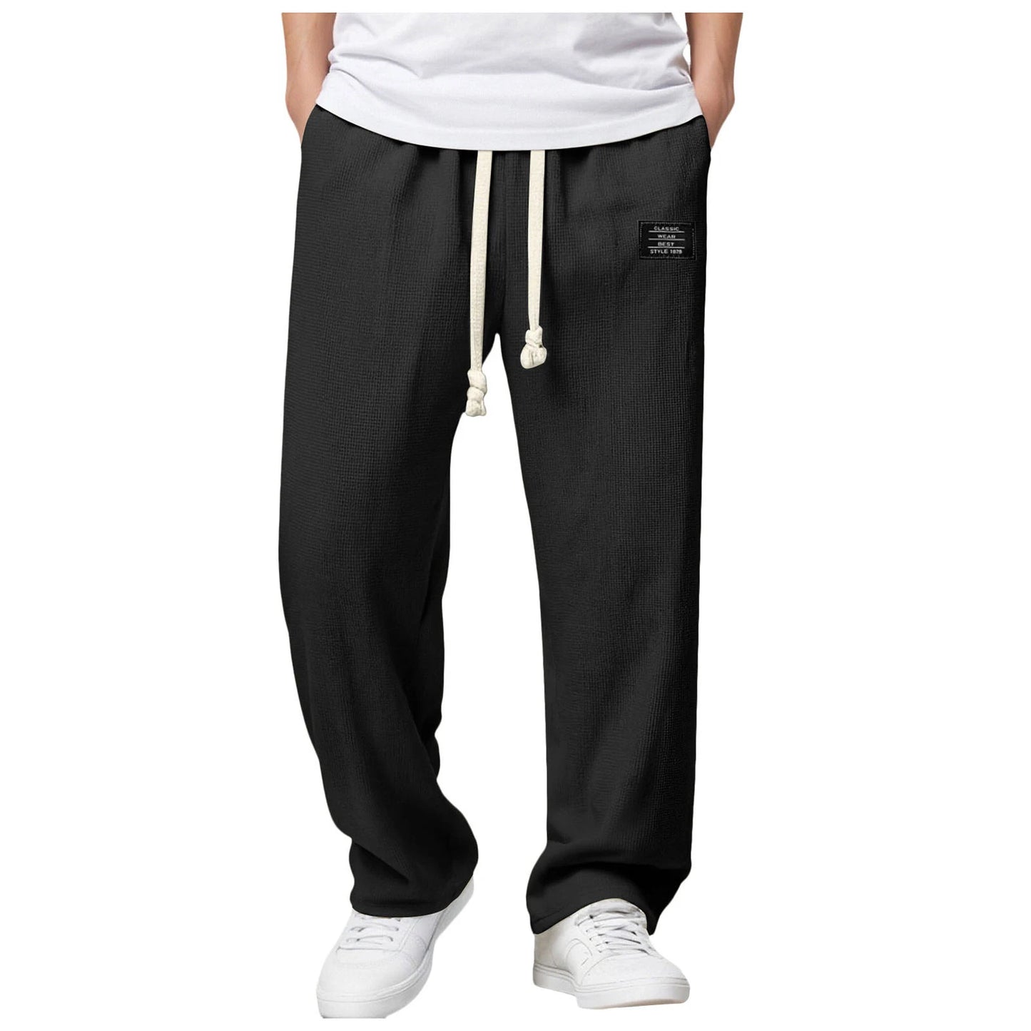 Men's Summer Casual Sports Solid Color Loose Wide Leg Trousers Stocking Gift Boy