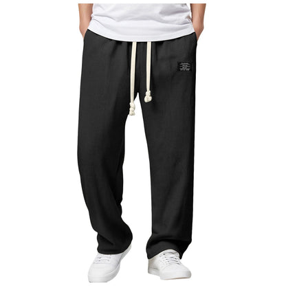 Men's Summer Casual Sports Solid Color Loose Wide Leg Trousers Stocking Gift Boy