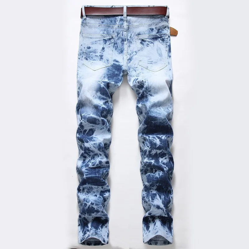 Bleached Jeans Men Washed Jean Pencil Trousers Ankle Length Zipper Fly Skinny 2025 Pockets Vintage Ripped Holes Distressed