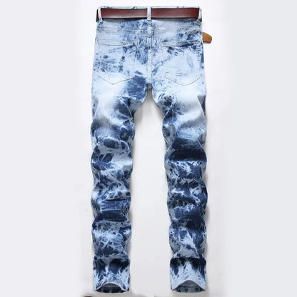 Bleached Jeans Men Washed Jean Pencil Trousers Ankle Length Zipper Fly Skinny 2025 Pockets Vintage Ripped Holes Distressed