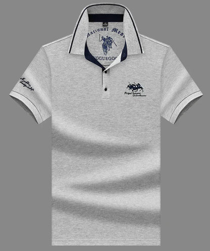 2024 High Quality Men's Cotton Embroidered Polo Shirt Summer New High-end Business Casual Lapel Short Sleeve T-shirt