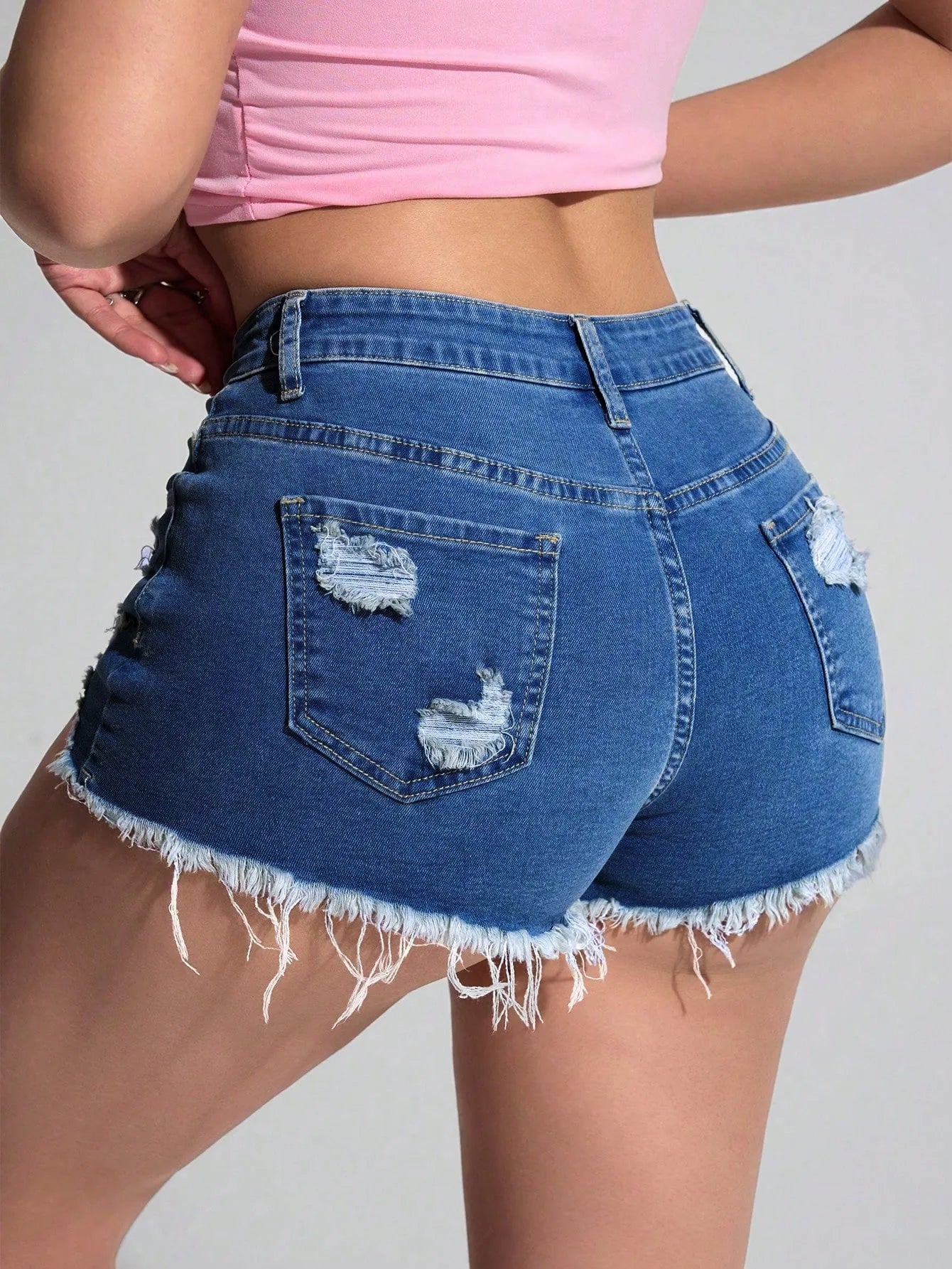American new retro jeans shorts women's summer new fashion new hole shorts street trend women's clothing.