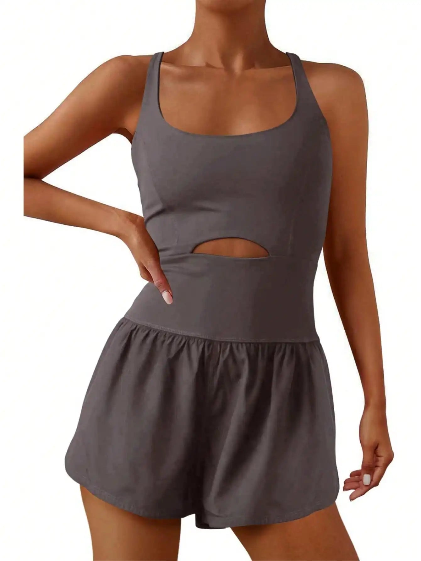 Women's Solid Color Back Waist V-Crossed Simple Casual Jumpsuit Gym Women Outfit Body Suit Womens Sexy Running One-Sie Workout Rompers One Piece Outfits Exercise Jumpsuits Sleeveless Athletic Tennis Romper Gym Yoga Clothes