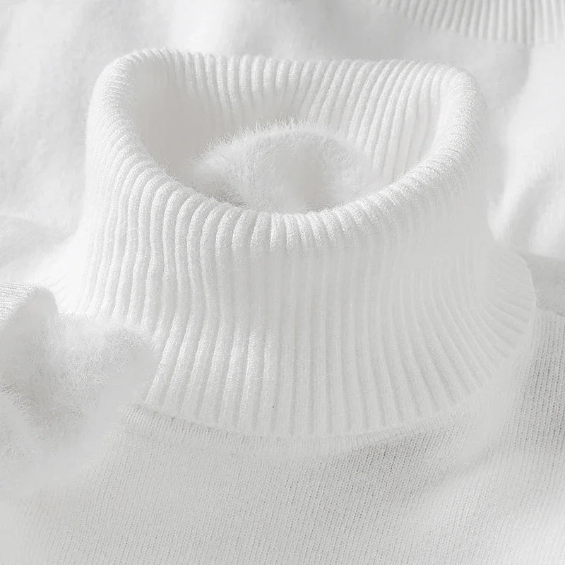 Sweatwear Mens Anti-pilling High Quality Knitted Turtleneck Sweater Slim Fit Long Sleeve Pullover Solid Color Trend Men Clothing