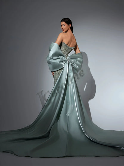 Caroline Luxurious Mermaid Celebrity Dresses For Women Rhinestones Lace Appliques Corset Dubai Robes De Soiree Customized