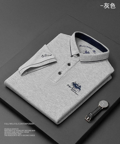 2024 High Quality Men's Cotton Embroidered Polo Shirt Summer New High-end Business Casual Lapel Short Sleeve T-shirt