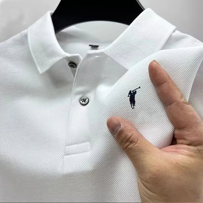 new style High end luxury brand fashion short sleeved high-end printed polo shirt summer new men's lapel T-shirt men's clothing