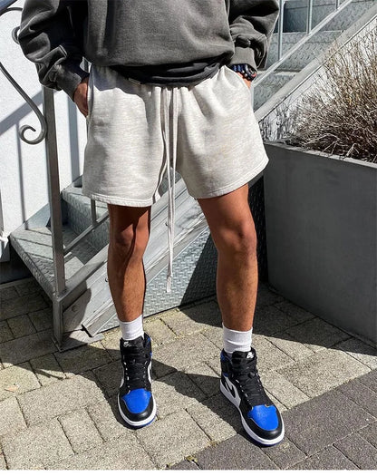 Men's Summer Casual Basketball Gym Workout Shorts Loose Fit Streetwear Drawstring Knitted Cotton Breathable Training Athletic‌