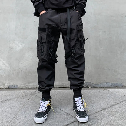 Paratrooper Tactical Techwear Pants Men's Multi Pockets Punk Hip Hop Cargo Pants High Street Functional Casual Joggers