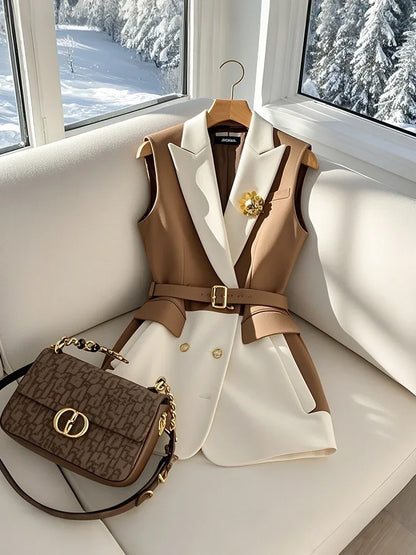Lady Coffee Blazers with Belt