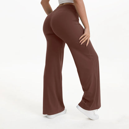 NCLAGEN SoftMotion Straight Leg Bottoms Women's Mid-Waist Yoga Pants GYM Leggings Naked Feel Pilates Running Sports Trousers