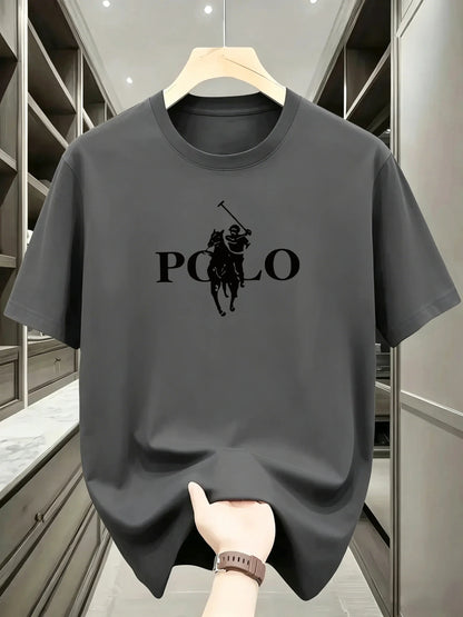 Men's Summer Simple and Fashionable Casual Business Short Sleeved T-shirt Round Neck Solid Color Sports Quick Drying Top