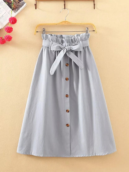 Elegant Button High Waist Skirt