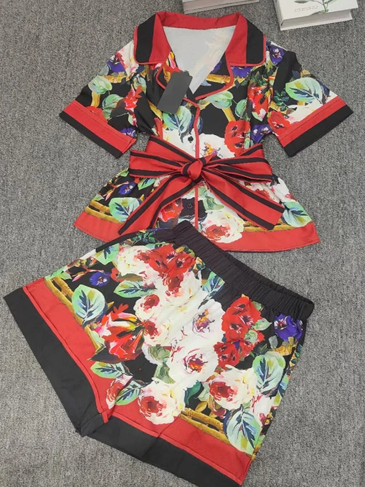 Wide-leg shorts casual women's two-piece suit