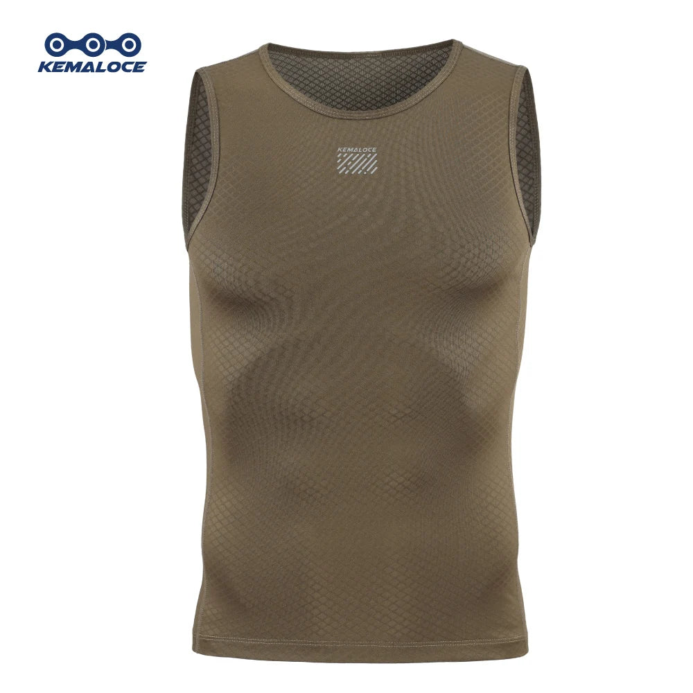 KEMALOCE Cycling Base Layer Men Sleevess Breathable White&Black&Blue Mesh Sleevess Vest Quick Dry Summer Sports&Run Undershirts
